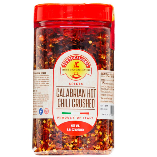 Jar of Tuttocalabria Calabrian Hot Chili Crushed on a white background