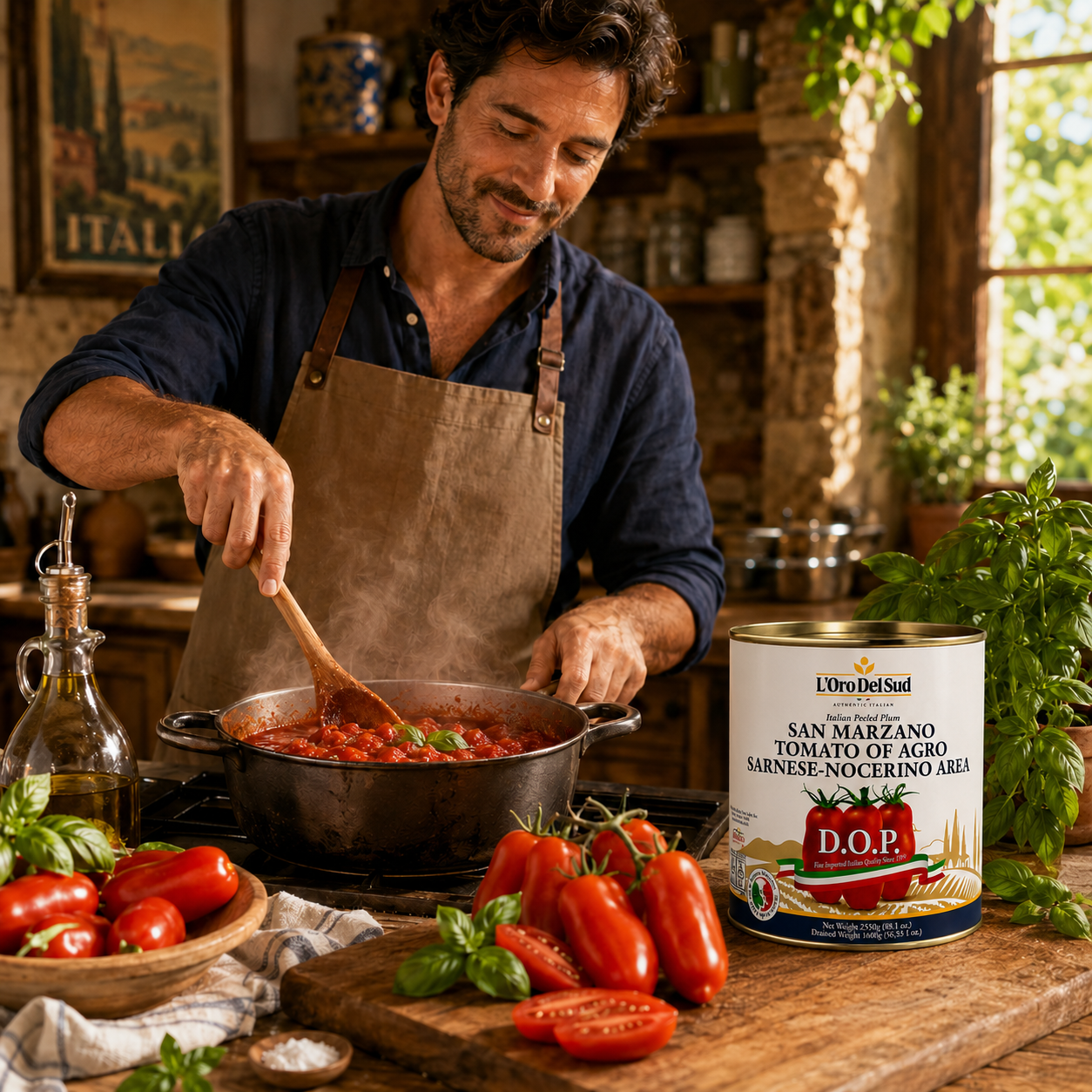 L'Oro Del Sud Pomodoro San Marzano dell’Agro Sarnese-Nocerino D.O.P. whole peeled tomatoes, 2550g can, authentic Italian product