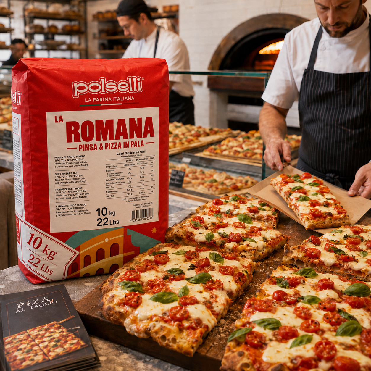 POLSELLI La Romana Pinsa & Pizza Flour, Type 0, Wheat & Rice Flour, 10 kg
