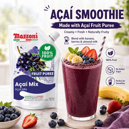 Mazzoni Acai Fruit Puree, 100% Fruit,  1 kg (2.2 lb)