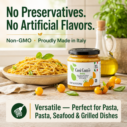 Così Com’è, Yellow Tomato Pasta Sauce with Basil – 10.23 oz (290 g)