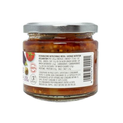 Jar of Campo D’Oro eggplant caponata with Pantelleria capers 180g authentic Sicilian appetizer made in Italy