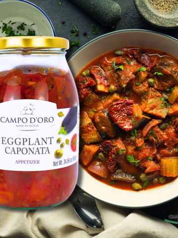 Campo D'Oro, Sicilian Eggplant Caponata, Appetizer, Big Jar 34.5 oz(978gr)