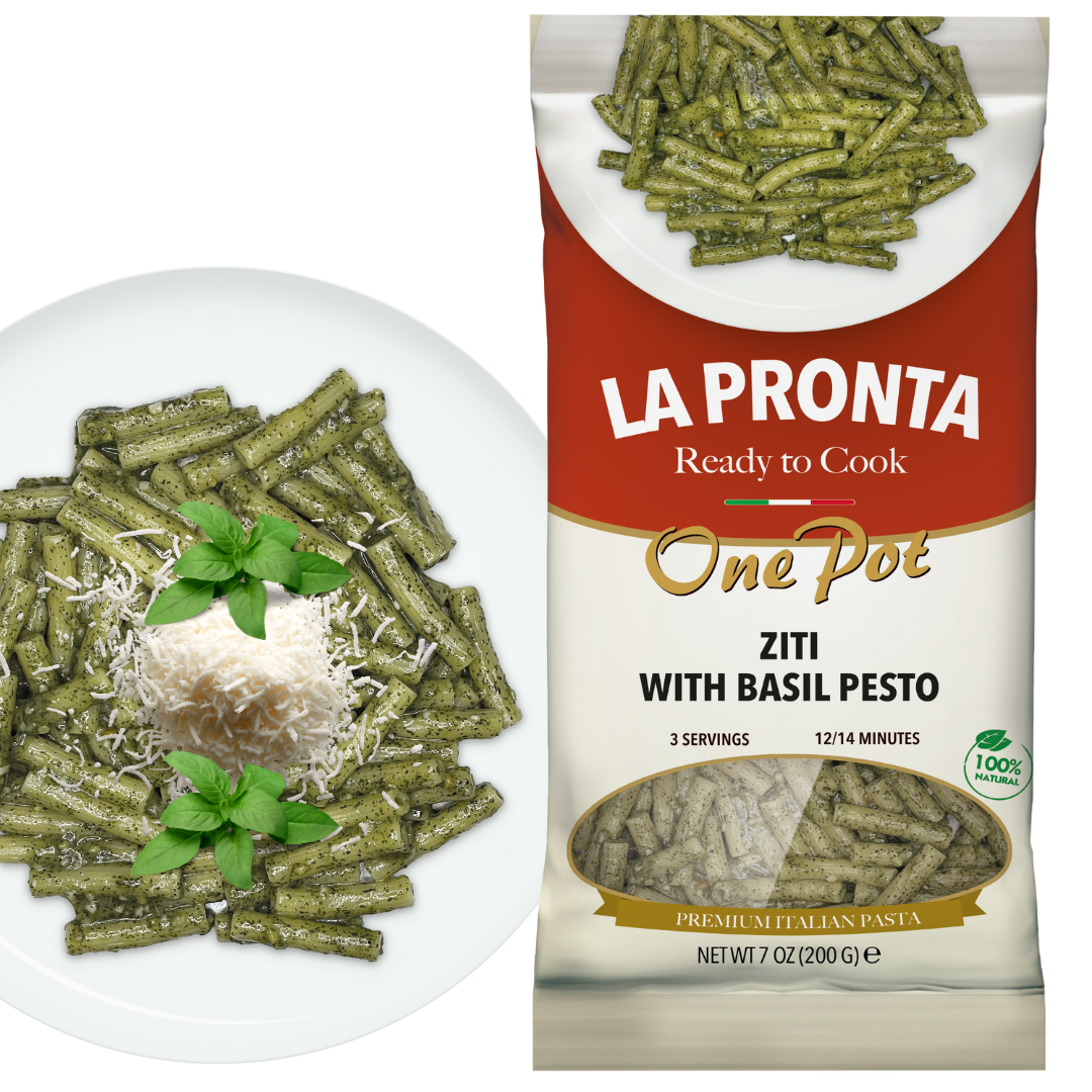 La Pronta, Ziti Pasta with Creamy Pesto Genovese Pasta Mix, 7.05 oz (200 g), 3 Servings, La Pronta