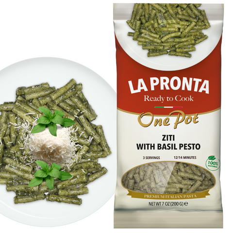 Ziti Pasta with Creamy Pesto Genovese Pasta Mix, 7.05 oz (200 g), 3 Servings, La Pronta