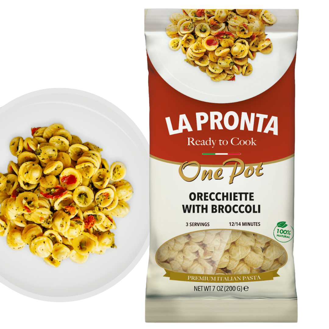 La Pronta Orecchiette with Broccoli, 7.05 oz (200 g), Mix with Boiling Water, 100% Natural, La Pronta