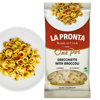 LIQUIDATION! La Pronta Orecchiette with Broccoli, , Mix with Boiling Water, 100% Natural, La Pronta 7.05 oz / (200 g)