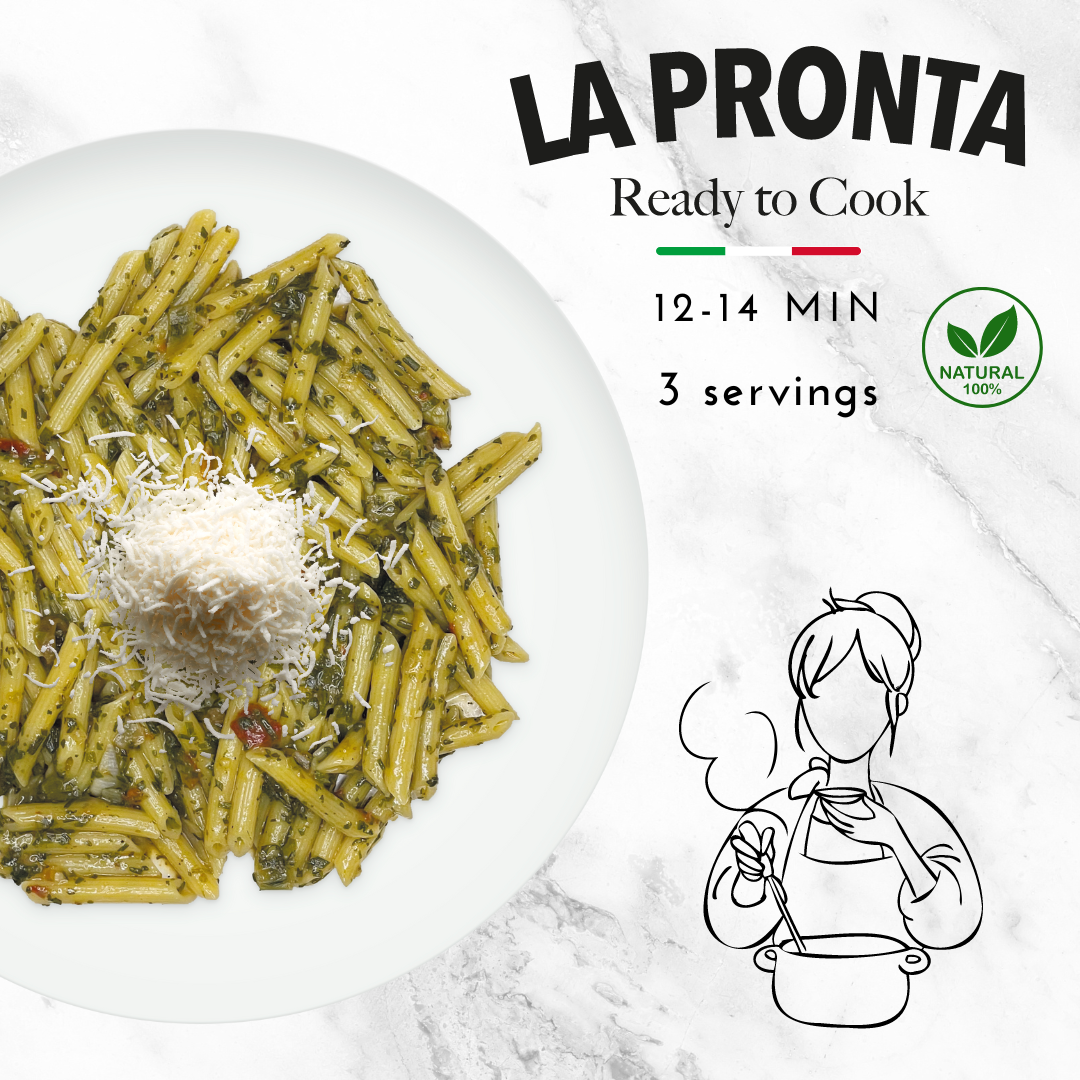 La Pronta Penne Pasta with Herbs, 7.05 oz (200 g), Mix with Boiling Water, 100% Natural, La Pronta