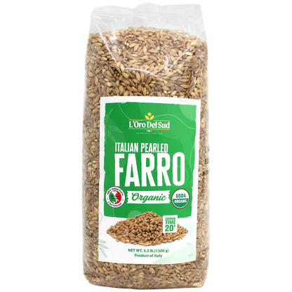L'Oro Del Sud, Organic Italian Pearled Farro - 3.2 lb (1500g)