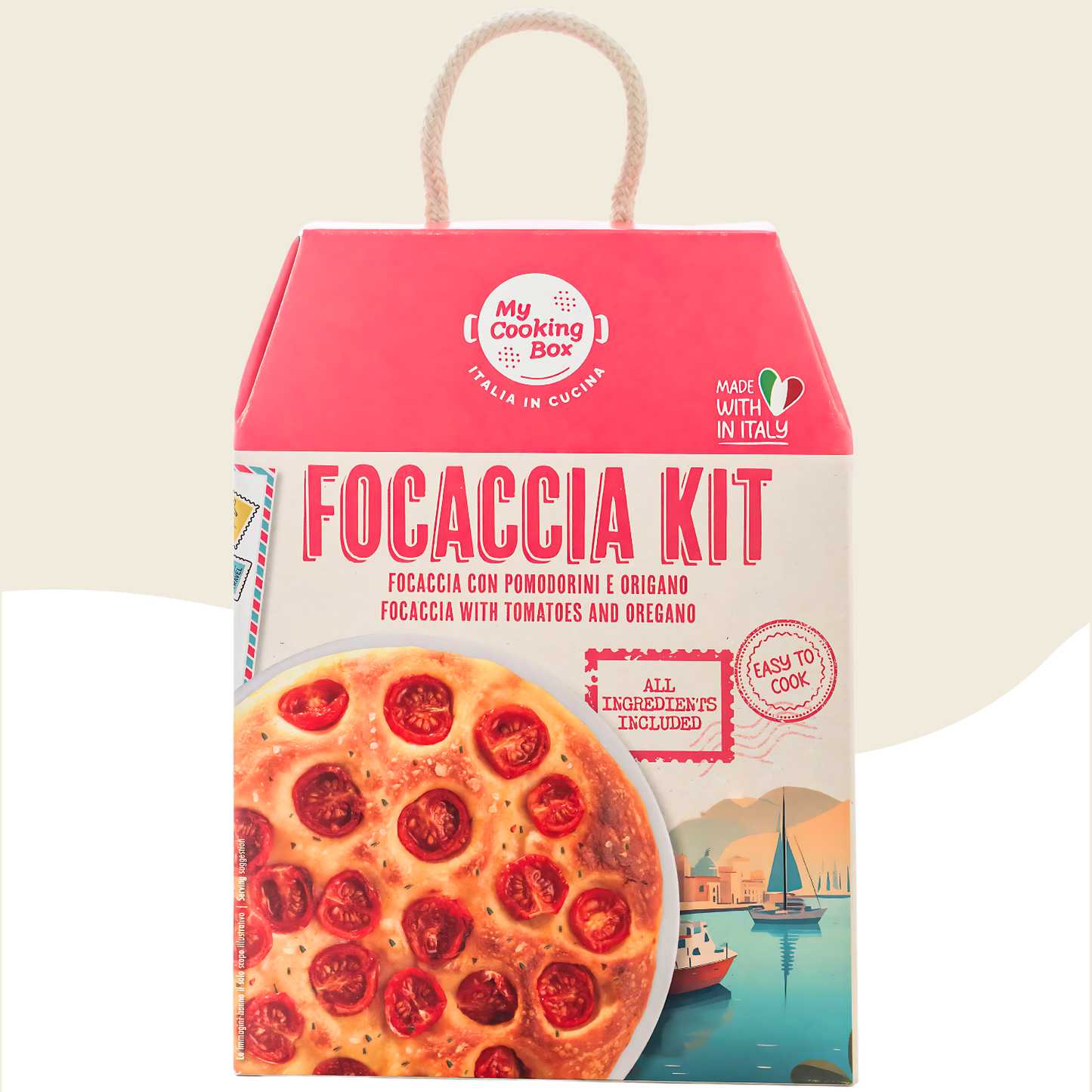 My Cooking Box, Focaccia Mix Kit - Authentic Focaccia Barese with Tomatoes - Gourmet Italian Dinner Kit - Serves 2/3