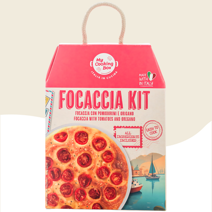 My Cooking Box, Focaccia Mix Kit - Authentic Focaccia Barese with Tomatoes - Gourmet Italian Dinner Kit - Serves 2/3