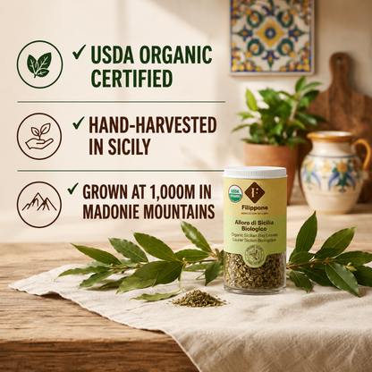 Filippone, Organic Crushed Bay Leaves, Italian Shaker Dried Bay Leaves, 20g (0.70oz)