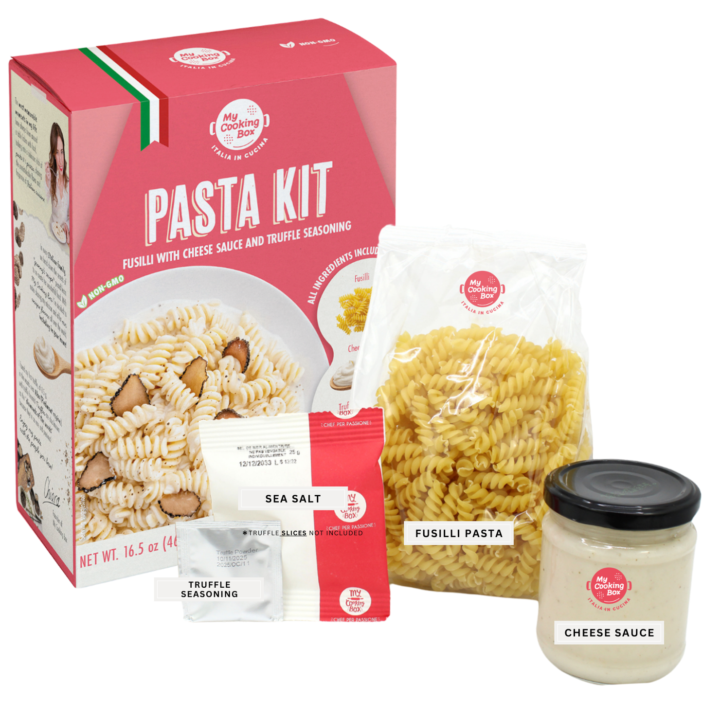 My Cooking Box, Gourmet Pasta Dinner Meal Kit Fusilli with Cheese & Truffle Sauce, Product of Italy 2 to 3 Servings 16.5 oz / (467g)