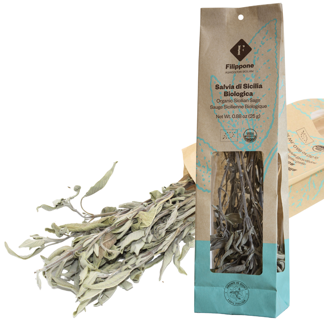 Filippone® Organic Dried Sage leaves (25 g)(0.88 oz), Italian Dried Sage Bunc