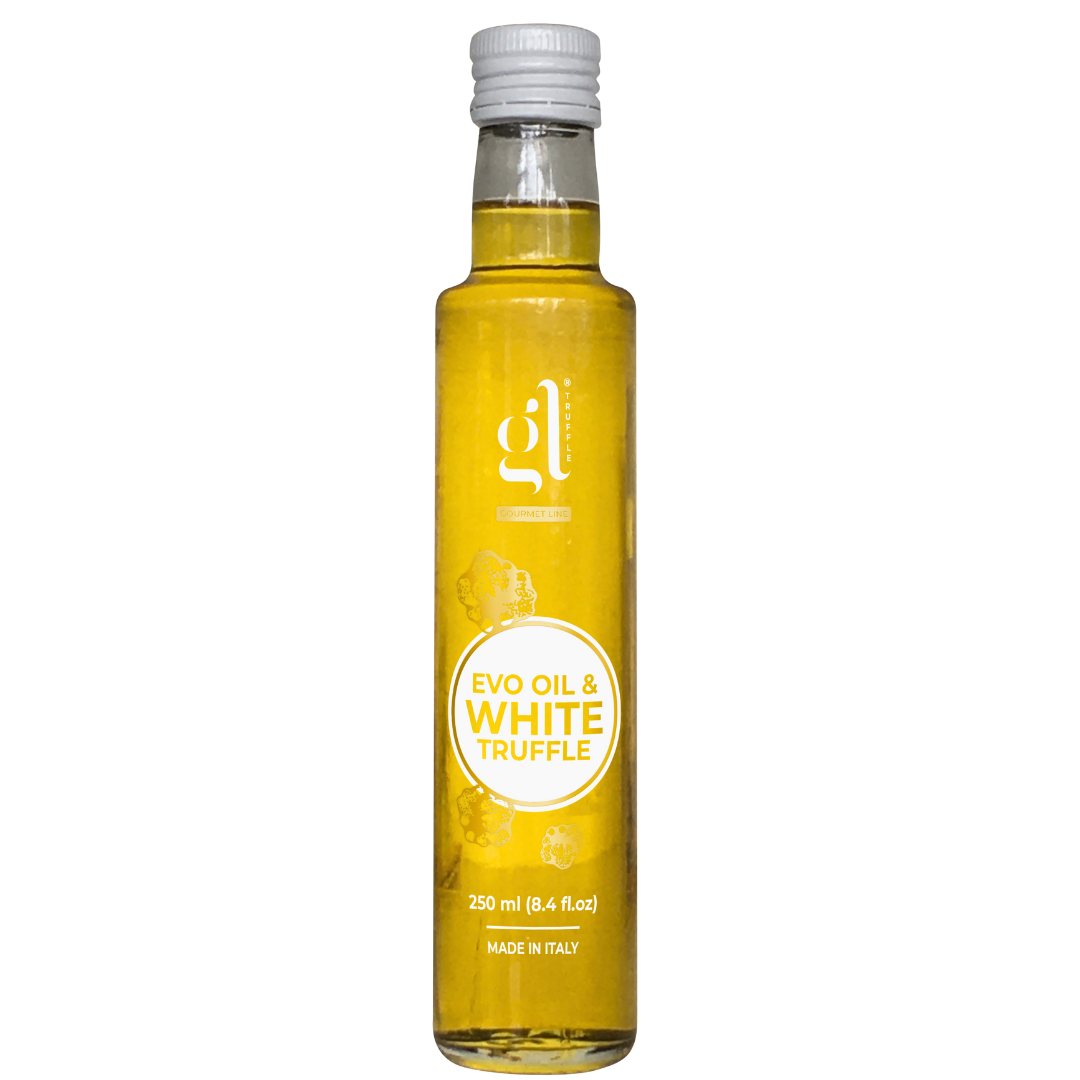 GL Truffle Gourmet, Extra Virgin Olive Oil & White Truffle with truffle slices (8.5 Fl oz) 250 ml