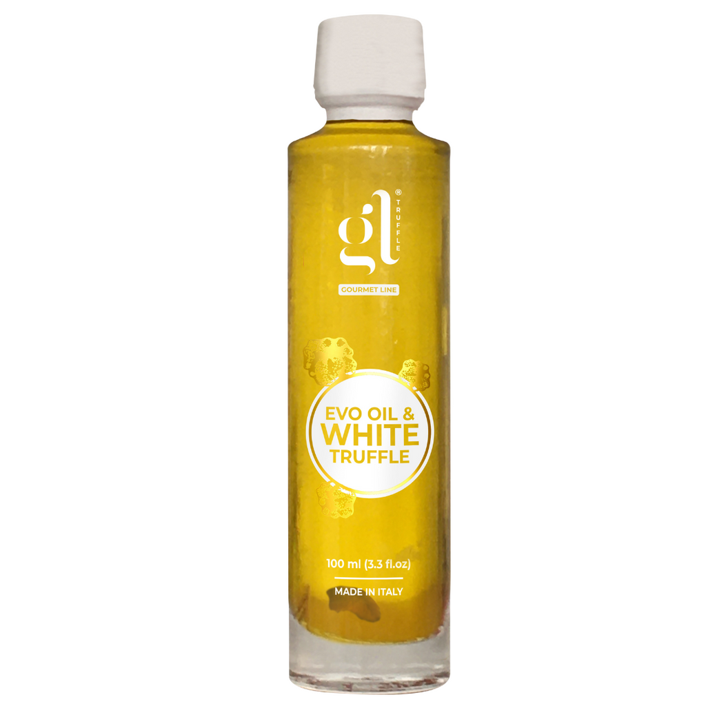 GL Truffle Gourmet Line, Extra Virgin Olive Oil & White Truffle with truffle slices 100 ml (3.4 FL oz)