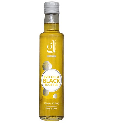 GL Truffle Gourmet Line, Extra Virgin Olive Oil & Black Truffle with truffle slices 100ml (3.4 Fl oz)