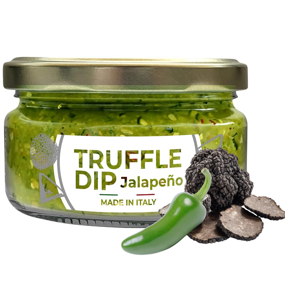 GL Truffle Jalapeño Truffle Dip, spicy truffle jalapeno dip made in Italy, gourmet spread for chips, tacos and sandwiches