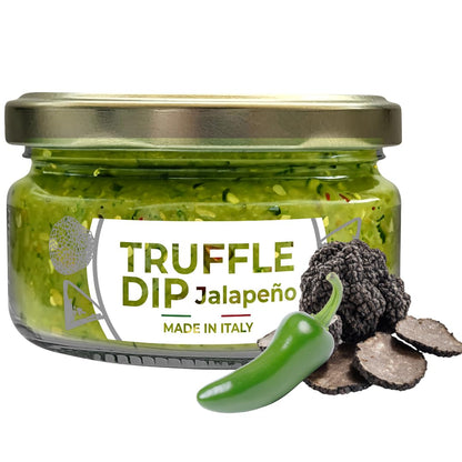 GL Truffle Jalapeño Truffle Dip, spicy truffle jalapeno dip made in Italy, gourmet spread for chips, tacos and sandwiches