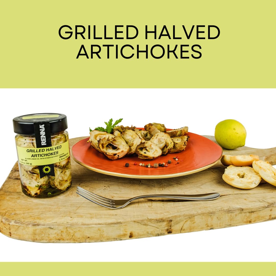 SALE! Renna, Grilled Roasted Halved Artichokes preserved in oil, 10.58oz