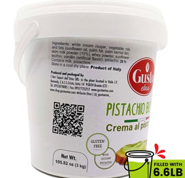 Gusto Etna Pistachio Cream Butter 3kg (6.6 lb) – 28% Pistachio, Made in Sicily, Italian Pistachio Spread for Gelato, Pastry & Desserts