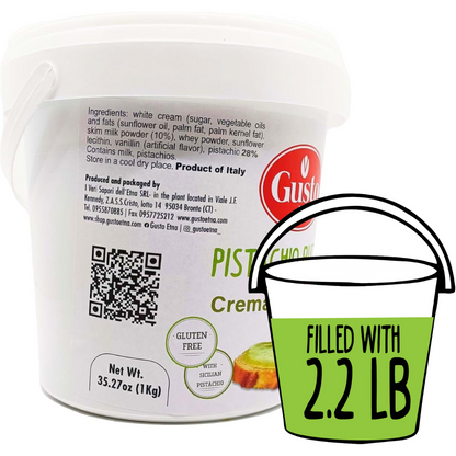 Creamy Italian pistachio butter in a 2.2 lb tub, perfect for spreading, baking, or gourmet desserts.