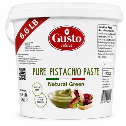 Gusto Etna 100% Sicilian Pistachio Paste – Unsweetened – 3kg (6.6 lb) Bulk