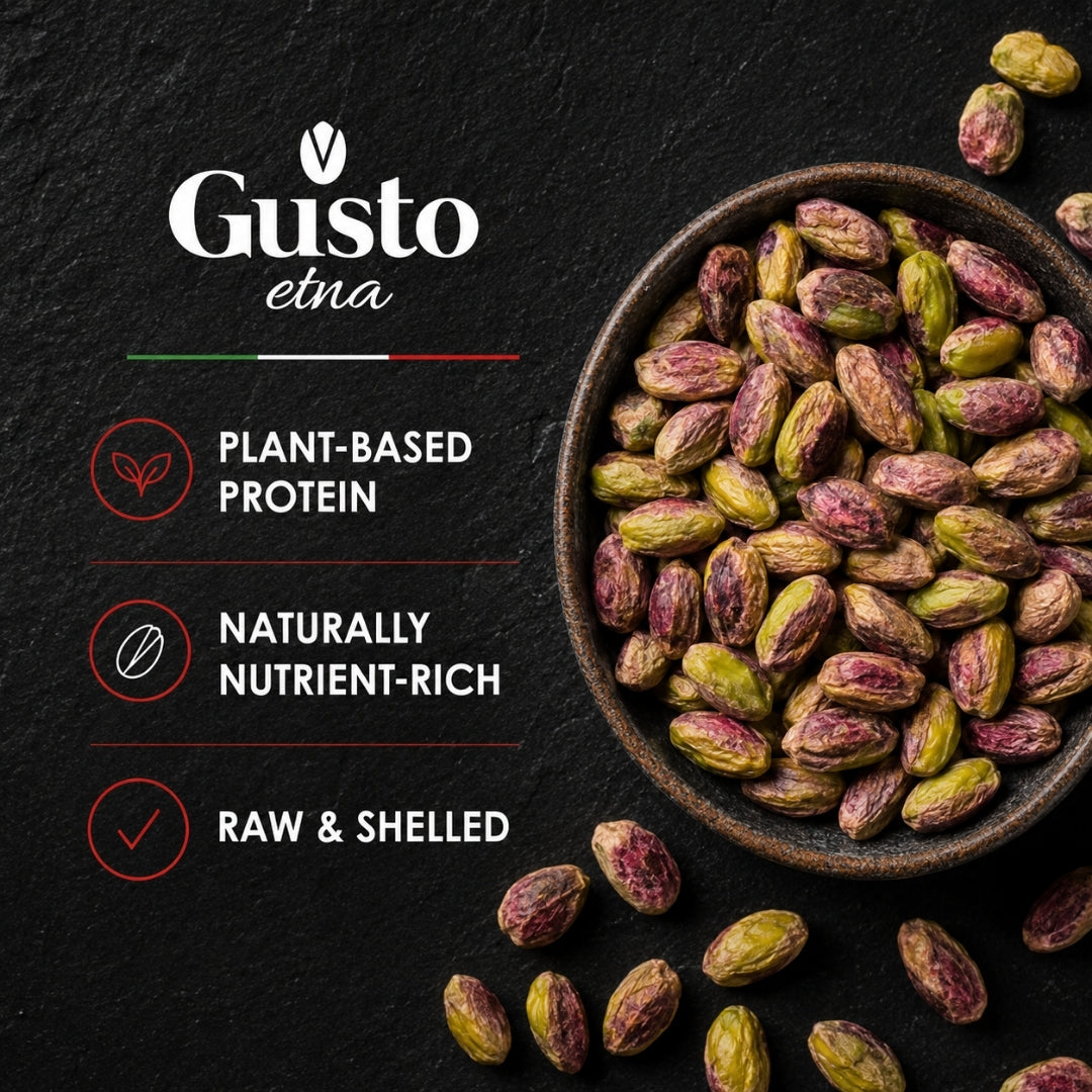 Gusto Etna Certified 100% Sicilian Pistachios from Bronte – Roasted, Shelled, Unsalted, 250g / 8.8 oz
