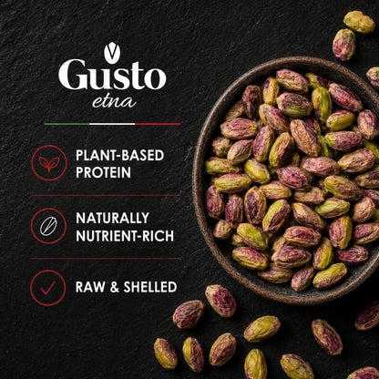 Gusto Etna Certified 100% Sicilian Pistachios from Bronte – Roasted, Shelled, Unsalted, 250g / 8.8 oz