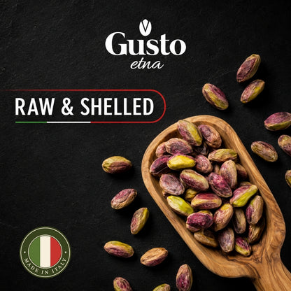 Gusto Etna Certified 100% Sicilian Pistachios from Bronte – Roasted, Shelled, Unsalted, 250g / 8.8 oz