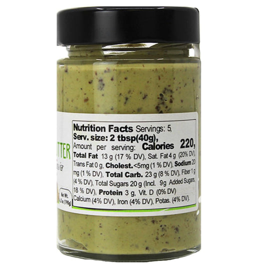 Gusto Etna Pistachio Butter with Cioccolato di Modica IGP, a creamy Sicilian pistachio spread with chocolate crumble, perfect for gourmet desserts and pastries.
