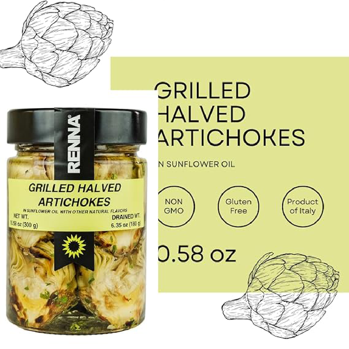 Renna, Grilled Roasted Halved Artichokes