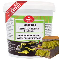 Gusto Etna, Dubai Pistachio Chocolate Bar Filling- 1 Kg, Pistachio Cream with Crispy Kataifi