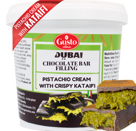 Gusto Etna, Dubai Pistachio Chocolate Bar Filling- 1 Kg, Pistachio Cream with Crispy Kataifi