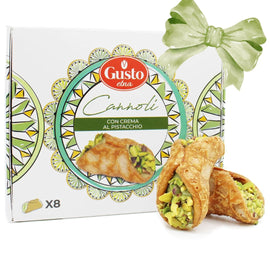 Gusto Etna, Sicilian 8 pcs Cannoli filled with Pistachio Cream Gift Box