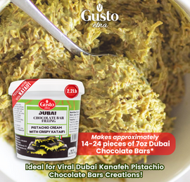 Gusto Etna, Dubai Pistachio Chocolate Bar Filling- 1 Kg, Pistachio Cream with Crispy Kataifi