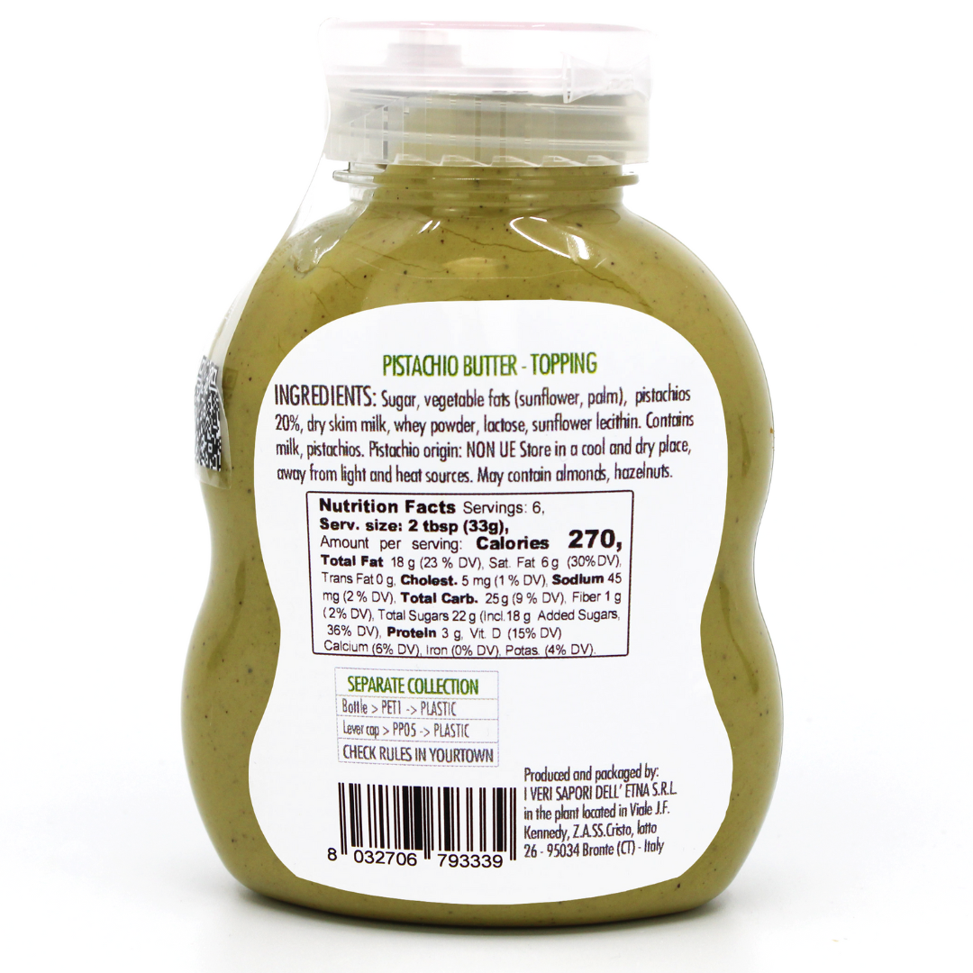 Gusto Etna, Pistachio Butter Squeeze Botttle 200 g (7.05 oz), Sicilian Pistachio Cream