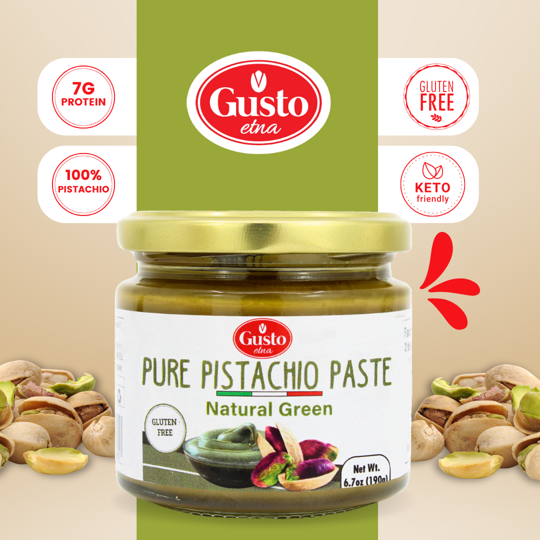 Gusto Etna, Pure Sicilian Pistachio Paste, 100%pistachio, unsweetened, 6.7 oz (190g)