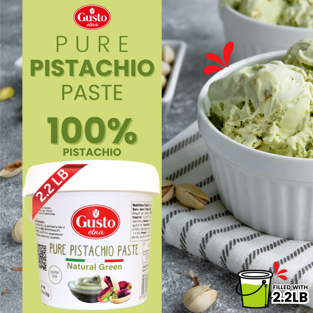 Gusto Etna, Pure Sicilian Pistachio Paste, 100%pistachio, unsweetened 2.2 lb (1kg)
