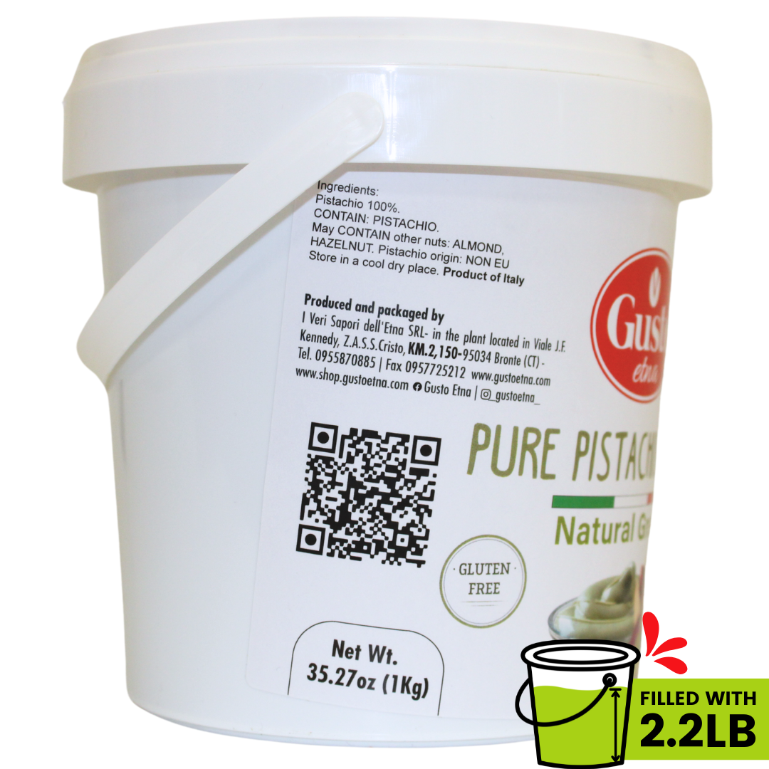 Gusto Etna, Pure Sicilian Pistachio Paste, 100%pistachio, unsweetened 2.2 lb (1kg)