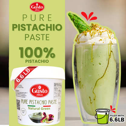 Gusto Etna, 6.6 lb (3 kg) Pure Sicilian Pistachio Paste in bulk, 100%pistachio,unsweetened
