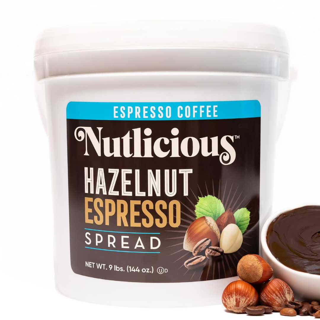 Nutlicious, Hazelnut Espresso Spread , Spreadable Espresso with A Hint of Roasted Hazelnuts, (9lb)