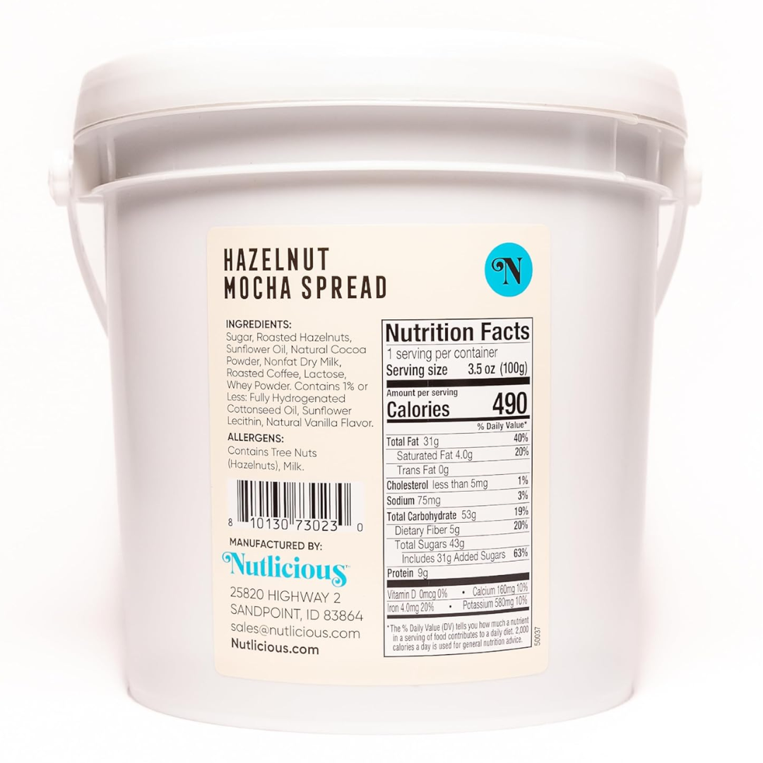 Nutlicious, Hazelnut Mocha Spread for Food Service (9 lb) Bucket