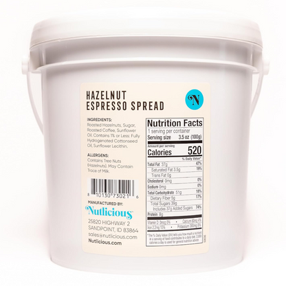 Nutlicious, Hazelnut Espresso Spread , Spreadable Espresso with A Hint of Roasted Hazelnuts, (9lb)