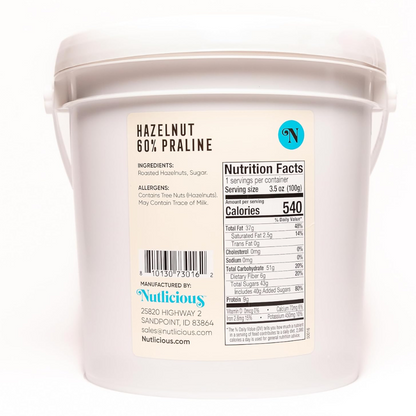 Nutlicious, Hazelnut for Food Service 60% Praline, 9lb