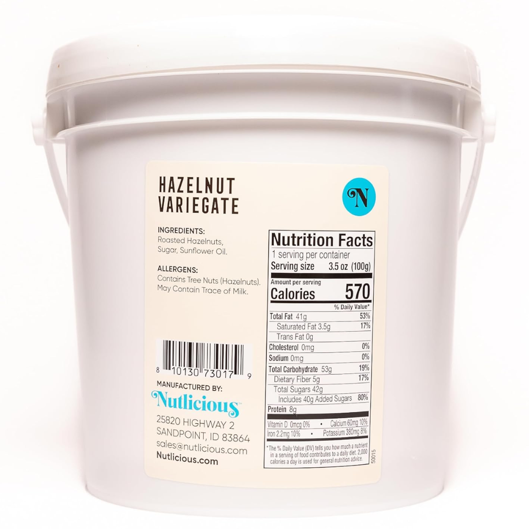 Nutlicious, Hazelnut Variegate (9 lb), Made in the USA, No Palm Oil, 4g of Protein.