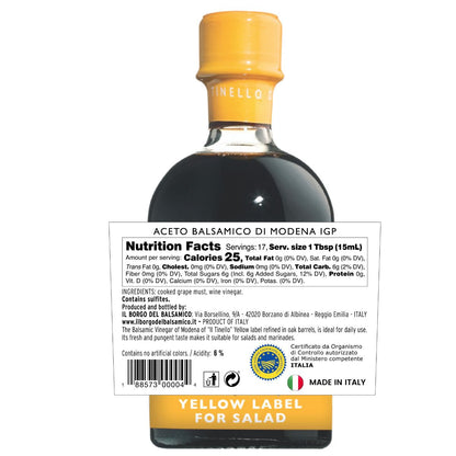 IL TINELLO, Aceto Balsamico di Modena IGP, Balsamic Vinegar, Yellow Label, (8.5 fl oz) 250ml