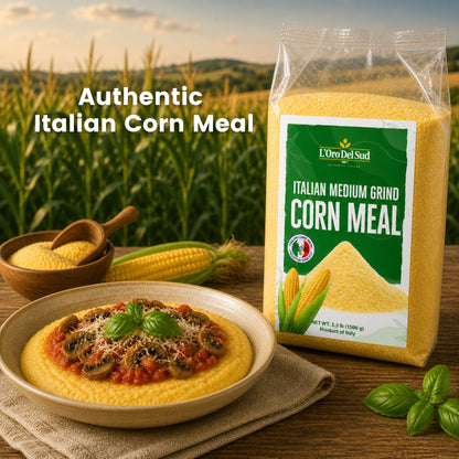 Premium Italian corn meal made from finely milled corn. Naturally gluten-free and ideal for creamy polenta, cornbread, porridge, coatings, and gluten-free baking.