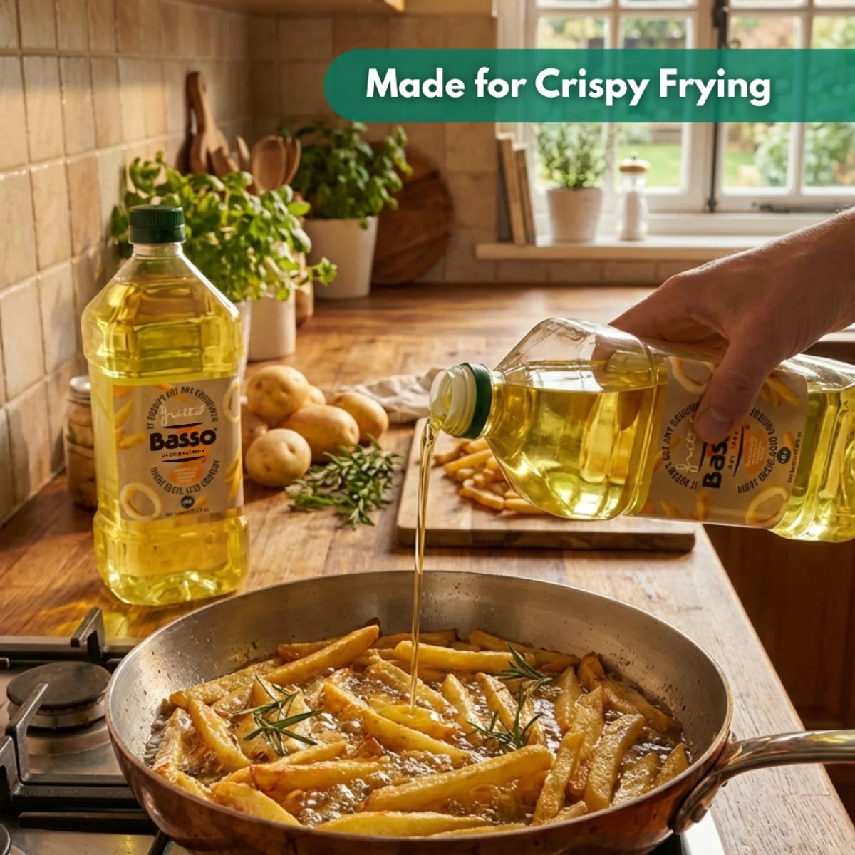 Basso 1904 Italian FRITTÒ Frying Oil – High Oleic Sunflower & Grapeseed Blend – 67.6 fl oz (2 L)