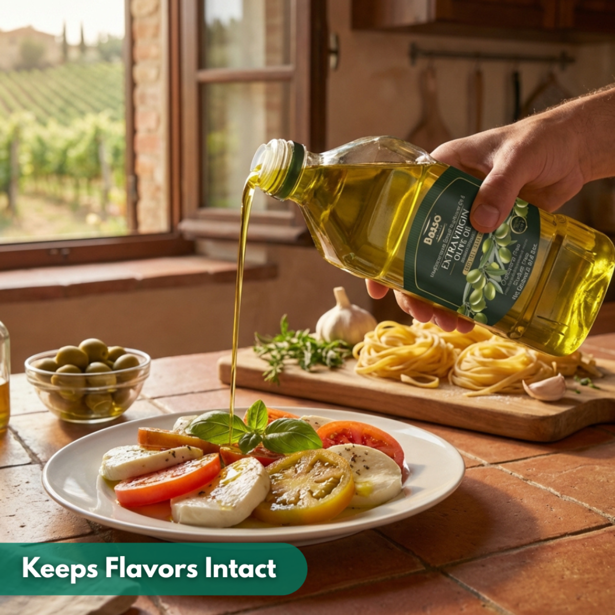 Basso 1904 Italian Sunflower Oil (80%) & Extra Virgin Olive Oil (20%) Blend – Versatile Cooking Oil – 67.6 fl oz (2 L)
